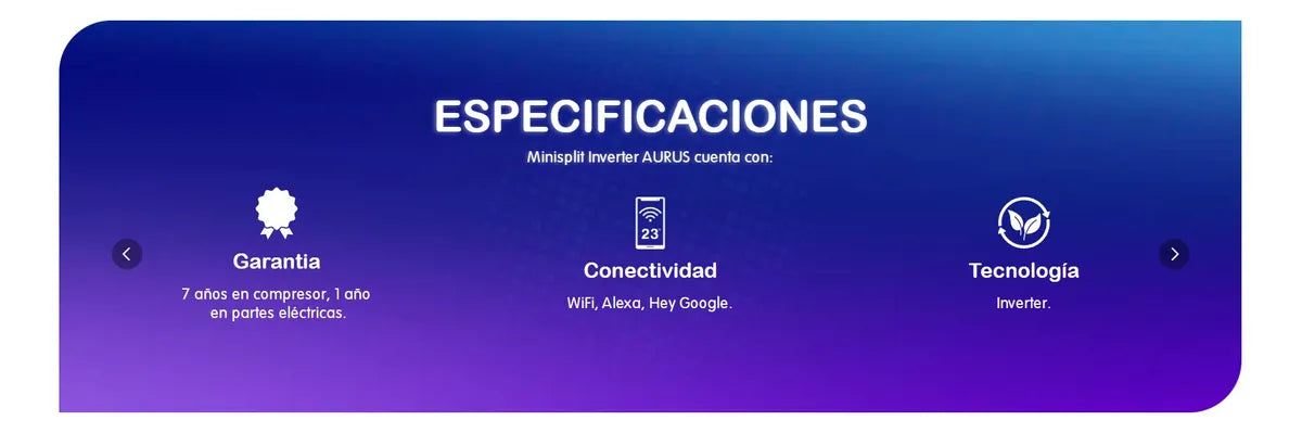 Minisplit Aurus Inverter 1.5 Toneladas 220v Wifi Solo Frio