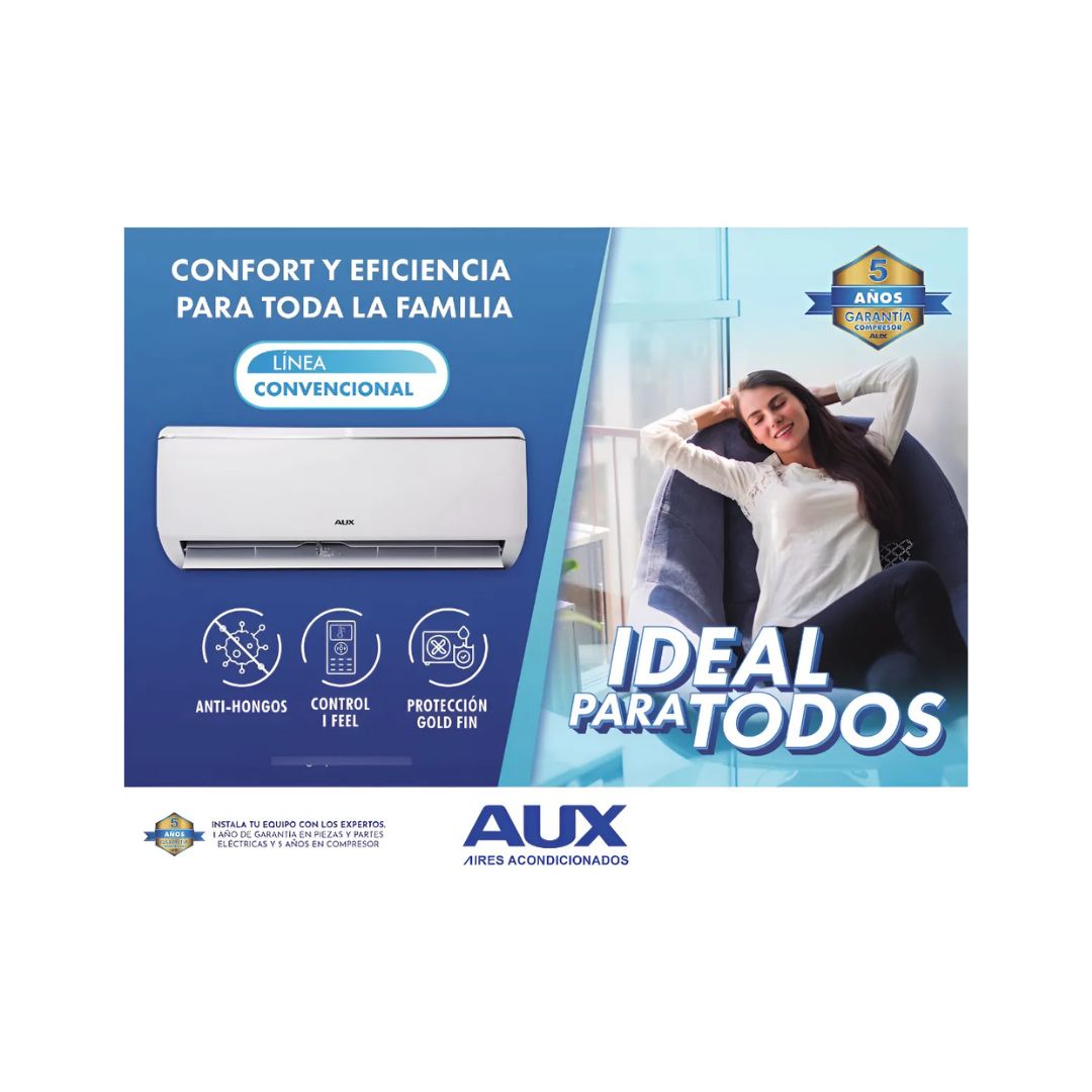 Minisplit Aux 1 Tonelada 110v Frio/calor Blanco