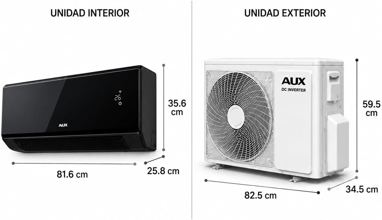 Minisplit Inverter AUX 1 Tonelada 220V Negro