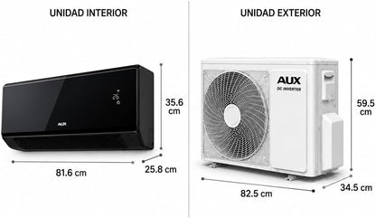Minisplit Inverter AUX 1 Tonelada 220V Negro