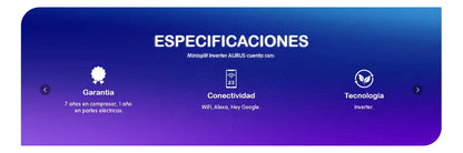 Minisplit Aurus Inverter 1.5 Toneladas 220v Wifi Solo Frio