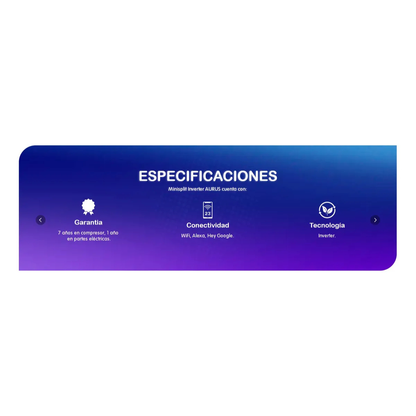 Minisplit Aurus Inverter Pro Wifi 1.5ton Friocalor 70%ahorro Plateado