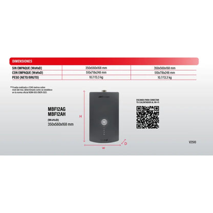 Boiler Gris Mirage Mbf12ag/h Gas Y Eléctrico Wifi Inverter Gris Oscuro - Econosol