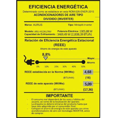 Minisplit Aurus Inverter Wifi 3 Ton Frio/calor 36,000 Btu - Econosol
